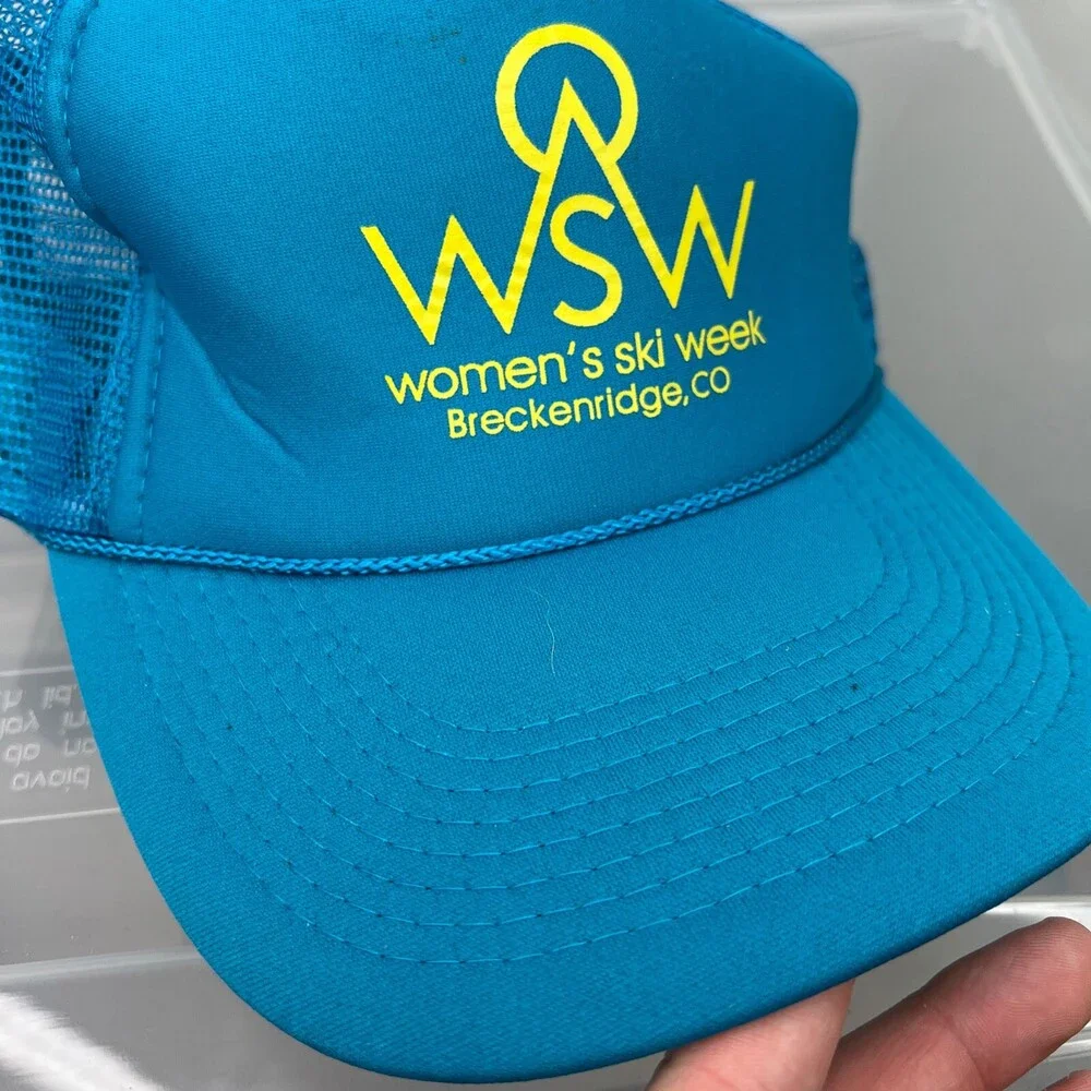 Otto Ski Week Trucker Hat Womens Adjustable Blue Snapback Mesh Winter Sports Cap